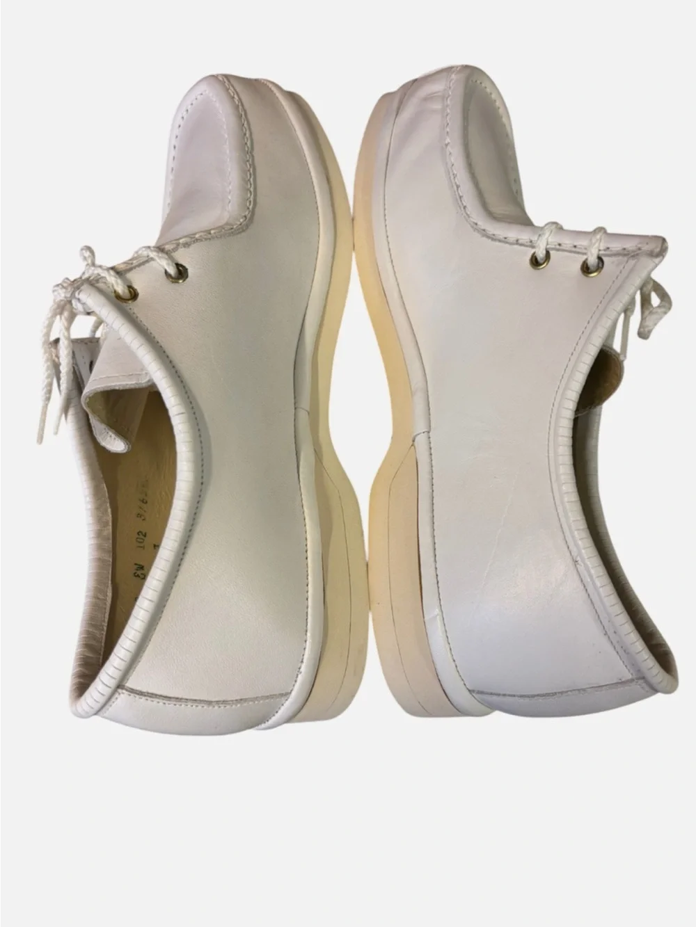 Johnston & Murphy Men's White Bucks VTG USA Made Moc Toe Derby Shoes Sz 8W